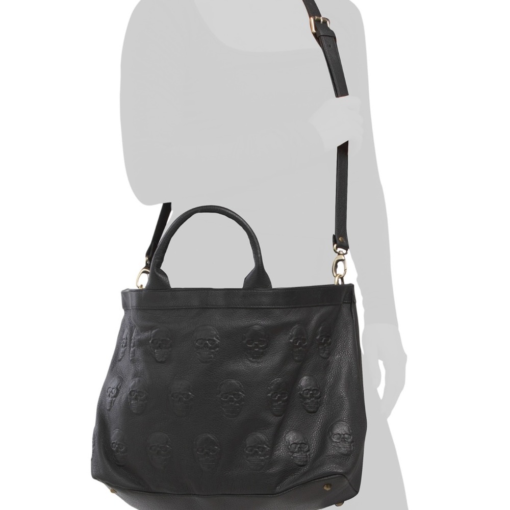 Black Embossed Leather Tote Bag